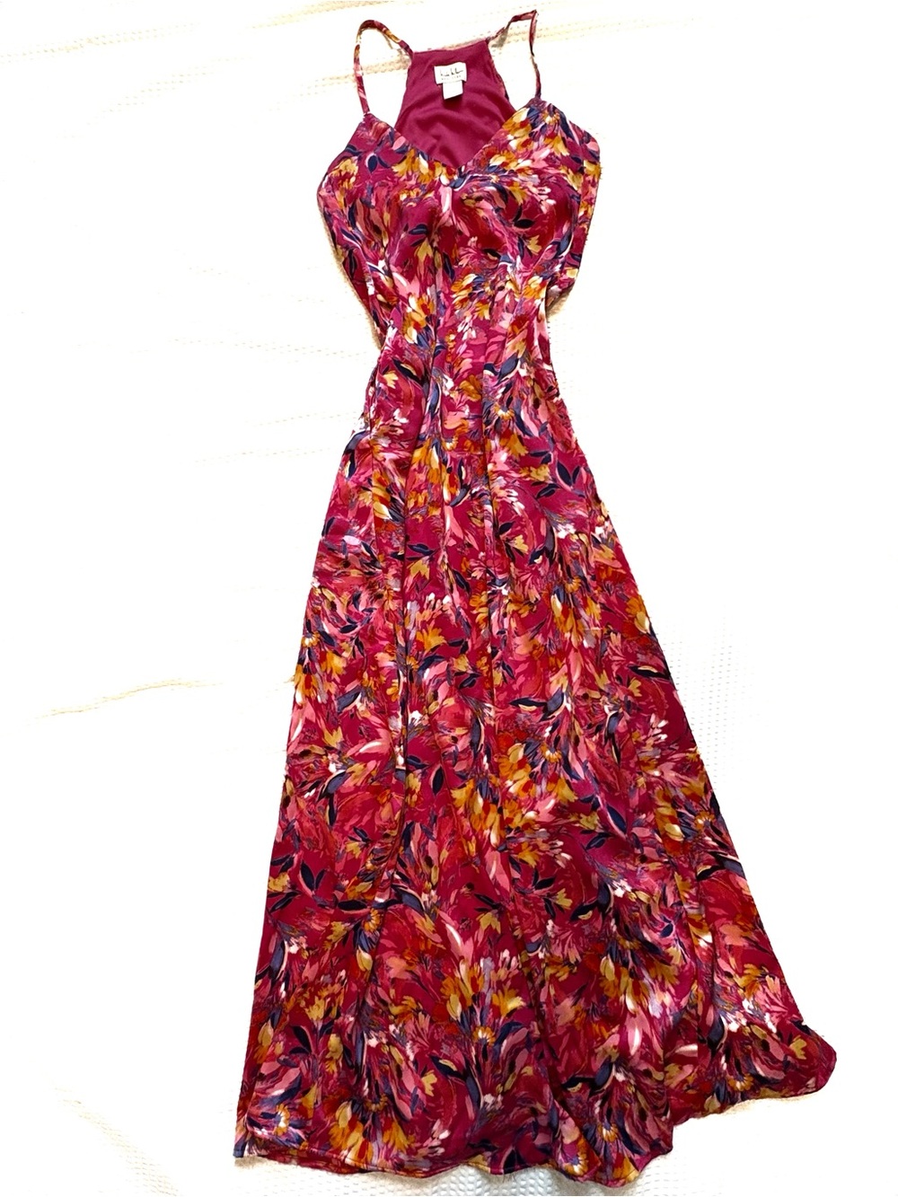 Abstract Floral Pink Maxi Sun Dress by Nicole Miller - XS